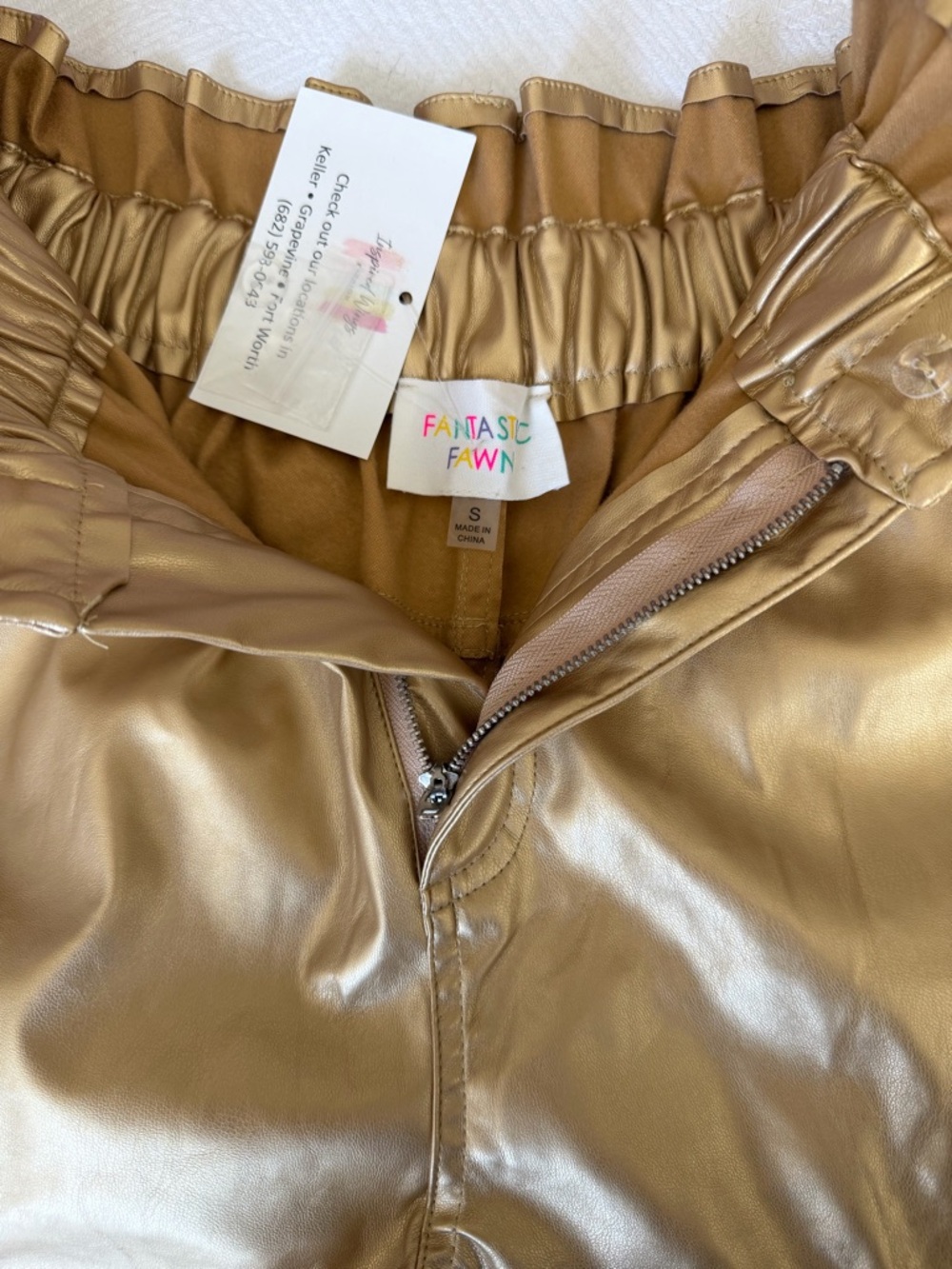 Fantastic Fawn Metallic Gold Faux Leather Shorts - Picture 4 of 4